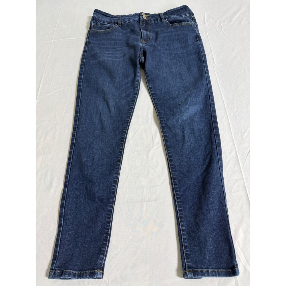 Kancan Signature Mid Rise Skinny Jeans Dark Wash Double Button VBK1983S Size 31